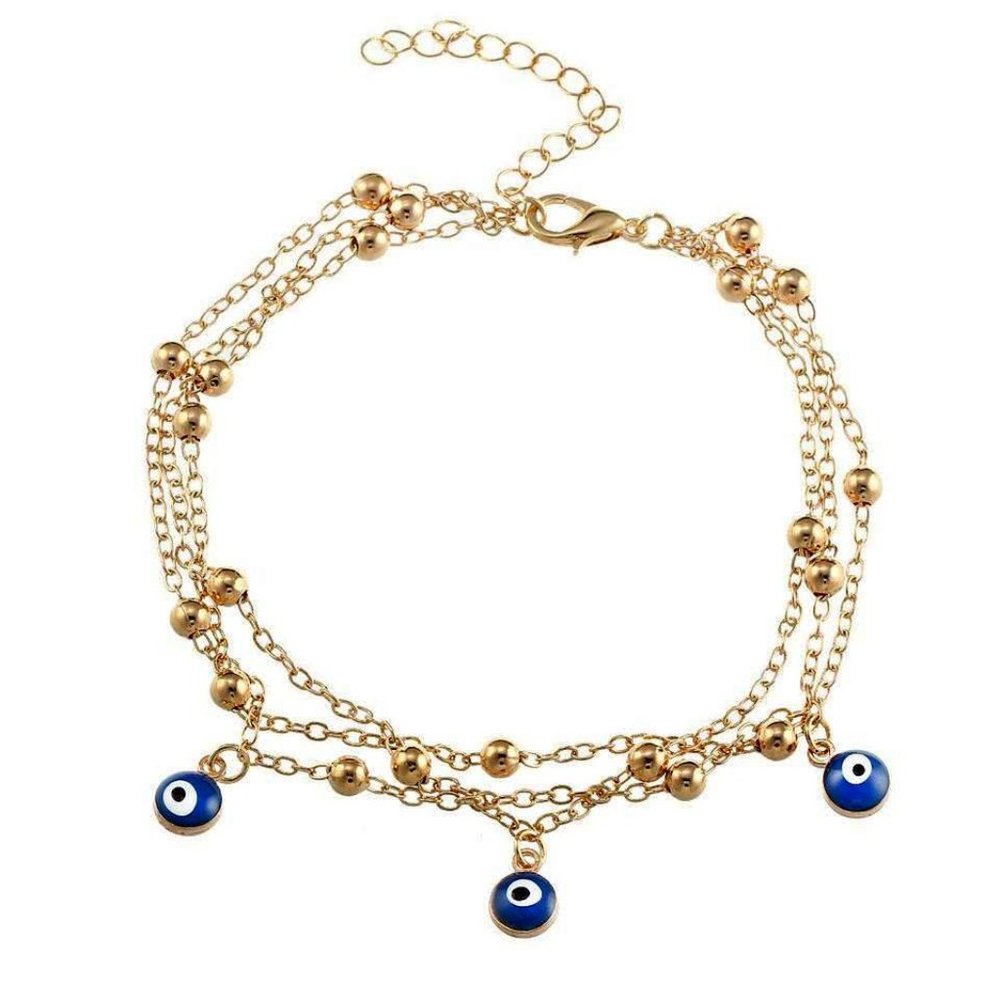 Blue Evil Eyes Bracelet or Anklet ( Adjustable size)